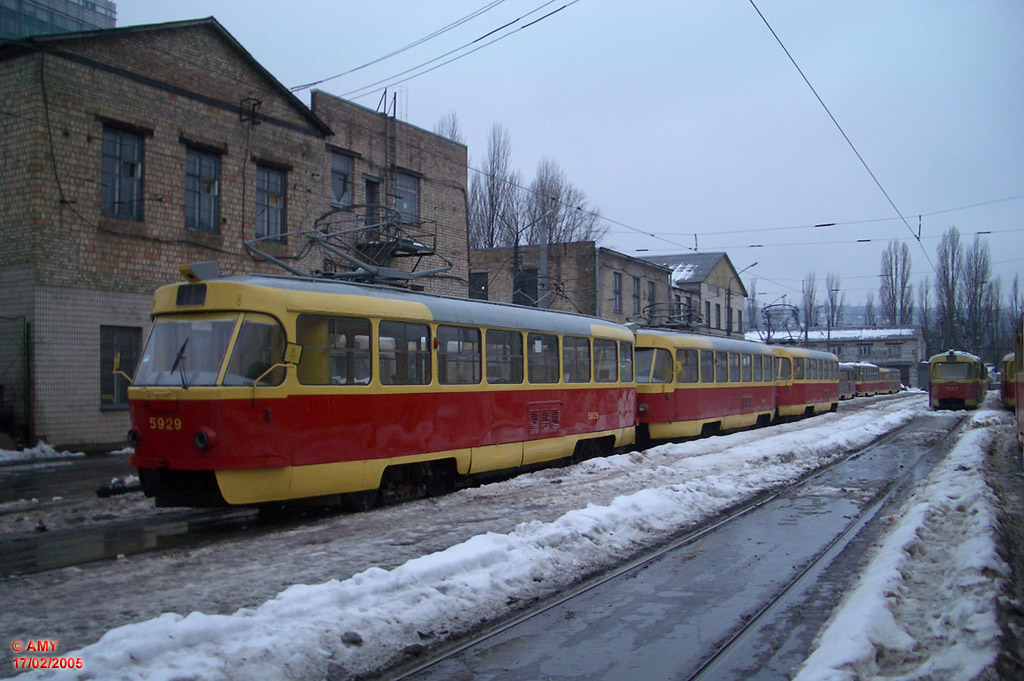 Киев, Tatra T3SU № 5929; Киев — Трамвайные депо: имени Шевченко. Старая территория на ул. Горького (Антоновича)