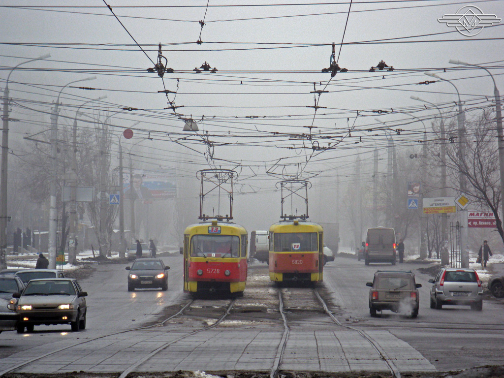 伏爾加格勒, Tatra T3SU # 5728; 伏爾加格勒, Tatra T3SU # 5820; 伏爾加格勒 — Tram lines: [5] Fifth depot — 13th route line