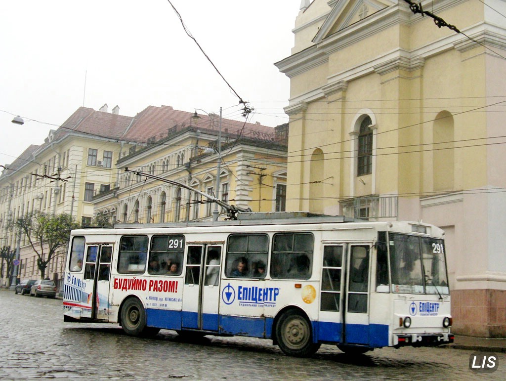 Chernivtsi, Škoda 14Tr89/6 № 291; Chernivtsi — Movement trolley across the street Golovna reason repair of streets of Sholom Aleichem and Sagaydachnogo 2008.