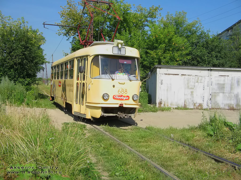 Yekaterinburg, Tatra T3SU (2-door) # 688; Yekaterinburg — Line to Zelenyi Ostrov (Green Island)
