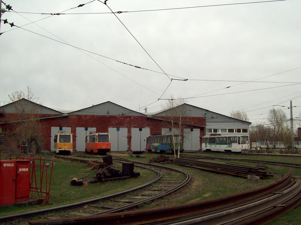 Usolye-Sibirskoye, 71-605 (KTM-5M3) № 106; Usolye-Sibirskoye, VTK-24 № 112; Usolye-Sibirskoye, 71-605 (KTM-5M3) № 020; Usolye-Sibirskoye, 71-605RM № 034; Usolye-Sibirskoye — Tramway Depot