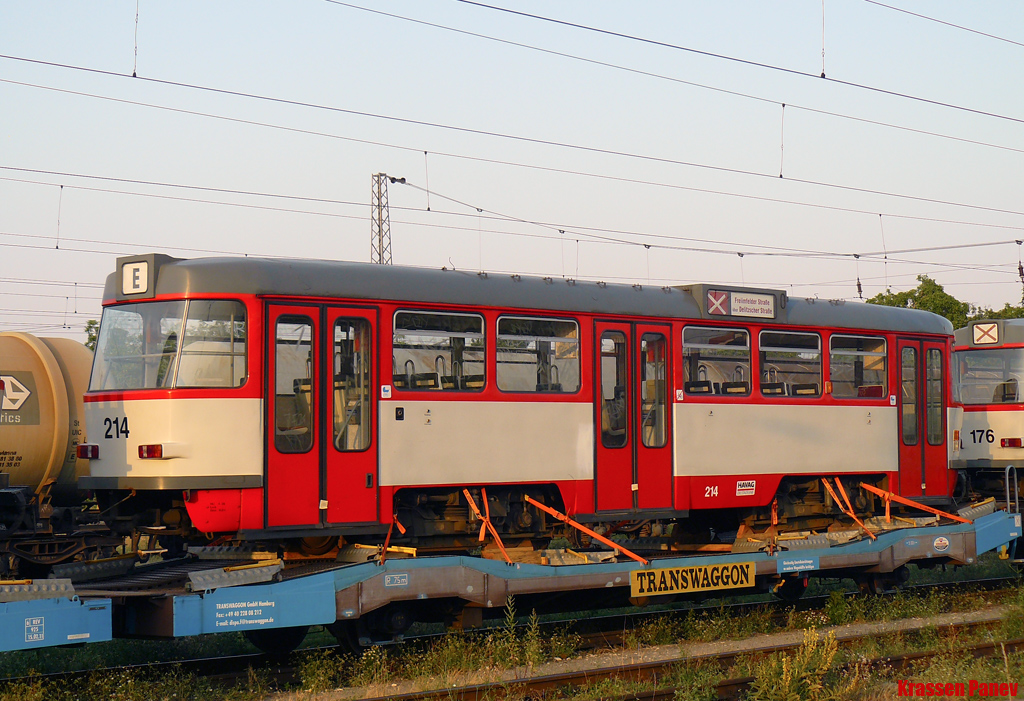 Sofia, Tatra B4DC Nr. 214; Sofia — Delivery and unloading of T4D-C in Sofia — July 2011