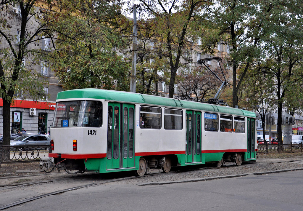 Днепр, Tatra T4DM № 1421; Днепр — Прогулка на Tatra-T4DM (05.11.2011)