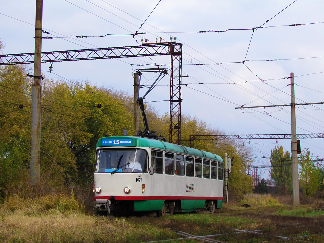 Dnipro, Tatra T4DM N°. 1421; Dnipro — The ride on Tatra T4DM, April 5, 2011