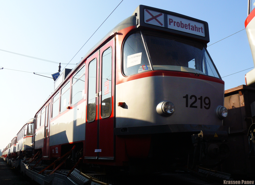 Sofia, Tatra T4DC # 1219; Sofia — Delivery and unloading of T4D-C in Sofia — July 2011