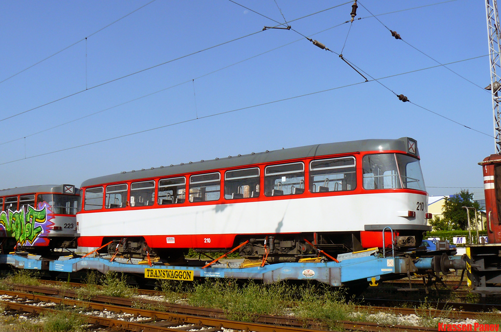 Sofia, Tatra B4DC N°. 210; Sofia — Delivery and unloading of T4D-C in Sofia — July 2011