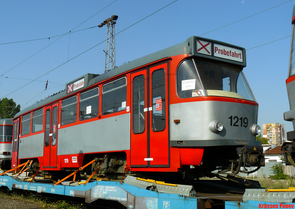 Sofia, Tatra T4DC № 1219; Sofia — Delivery and unloading of T4D-C in Sofia — July 2011