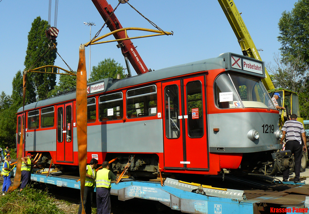 Sofia, Tatra T4DC № 1219; Sofia — Delivery and unloading of T4D-C in Sofia — July 2011
