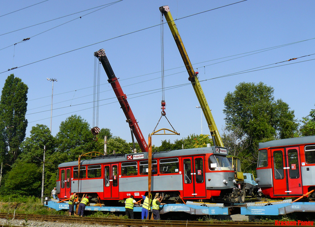 Sofia, Tatra T4DC № 1219; Sofia — Delivery and unloading of T4D-C in Sofia — July 2011
