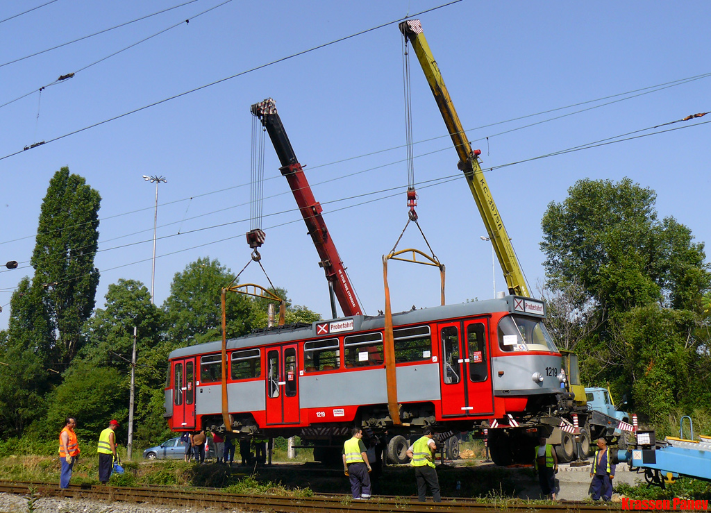 Sofia, Tatra T4DC № 1219; Sofia — Delivery and unloading of T4D-C in Sofia — July 2011