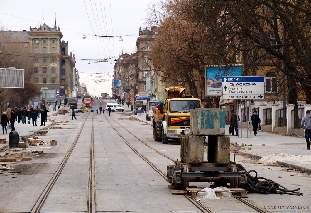 Львов — Реконструкции путей: улица Городоцкая верхняя часть
