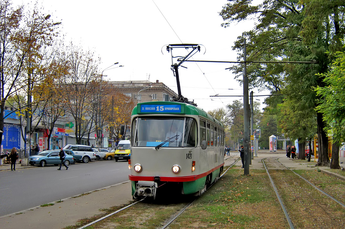 Dnipro, Tatra T4DM # 1421; Dnipro — The ride on Tatra T4DM, April 5, 2011