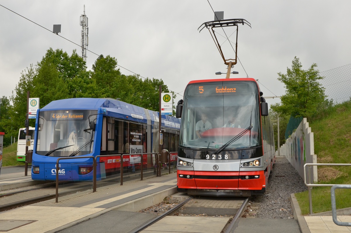 Chemnitz, Škoda 15T3 ForCity Alfa Praha # 9238; Chemnitz — Trams from other cities • Fahrzeuge aus anderen Städten