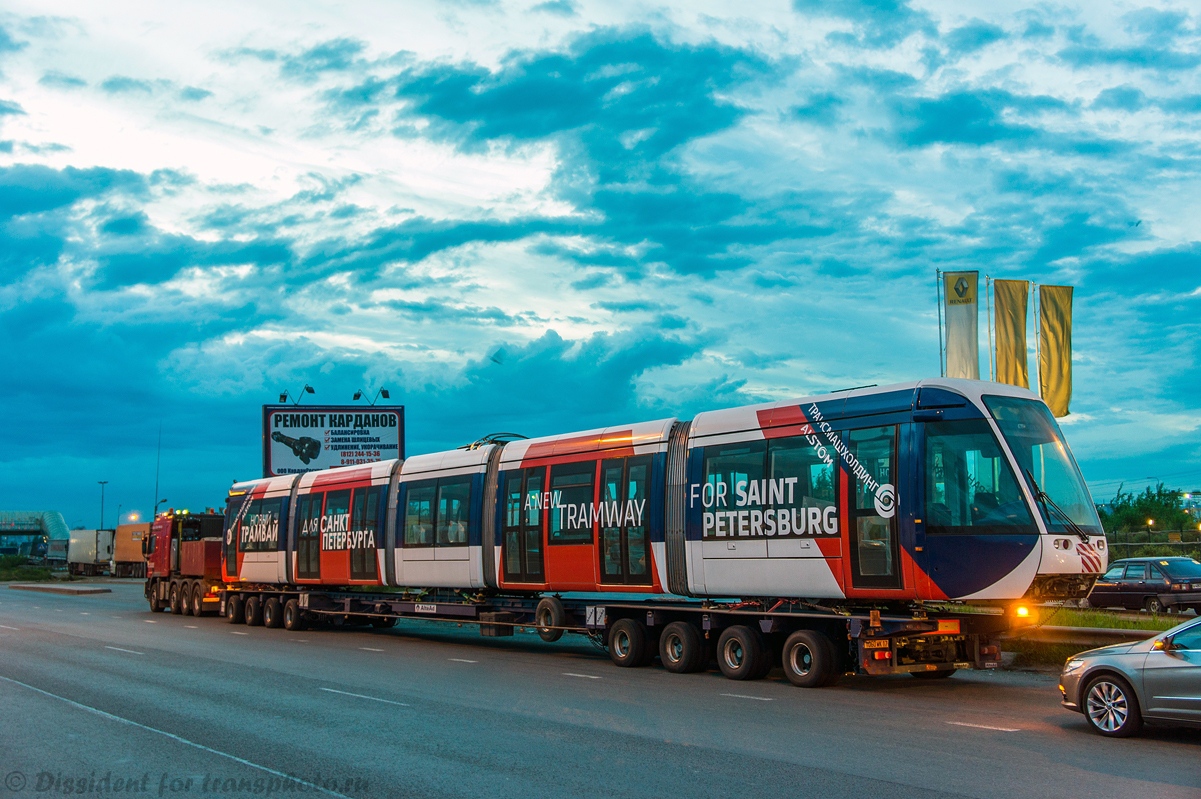 Szentpétervár, Alstom Citadis 302 — б/н Alstom; Szentpétervár — Alstom Citadis 302 presentation in Petersburg