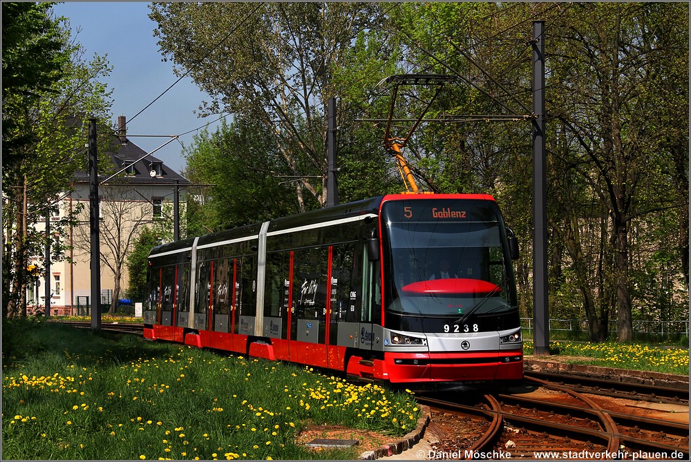 Chemnitz, Škoda 15T3 ForCity Alfa Praha č. 9238; Chemnitz — Trams from other cities • Fahrzeuge aus anderen Städten