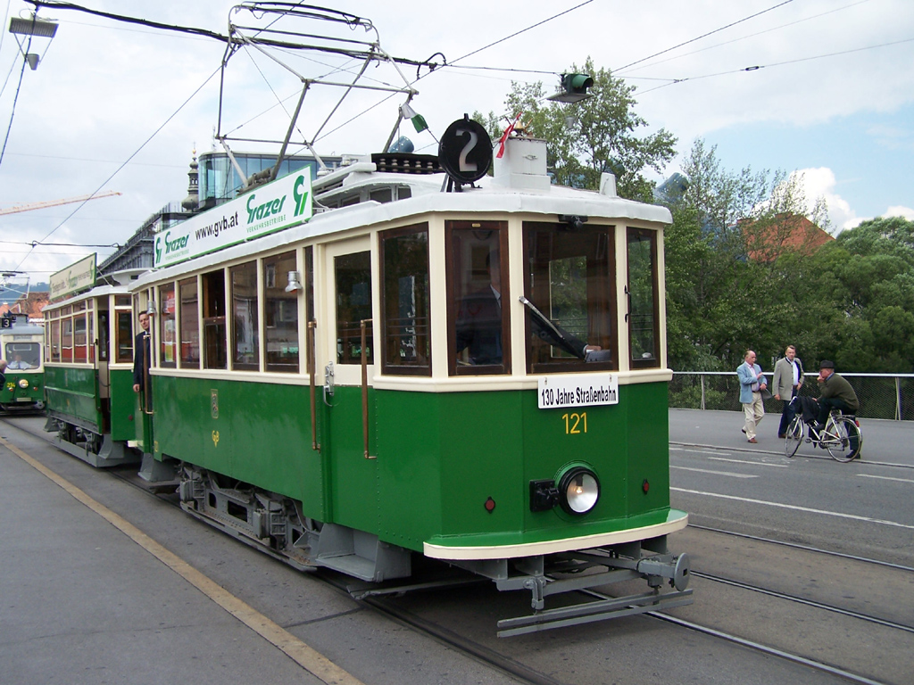 Graz, 2-axle motor car # 121; Graz — 130 Jahre Strassenbahn Graz