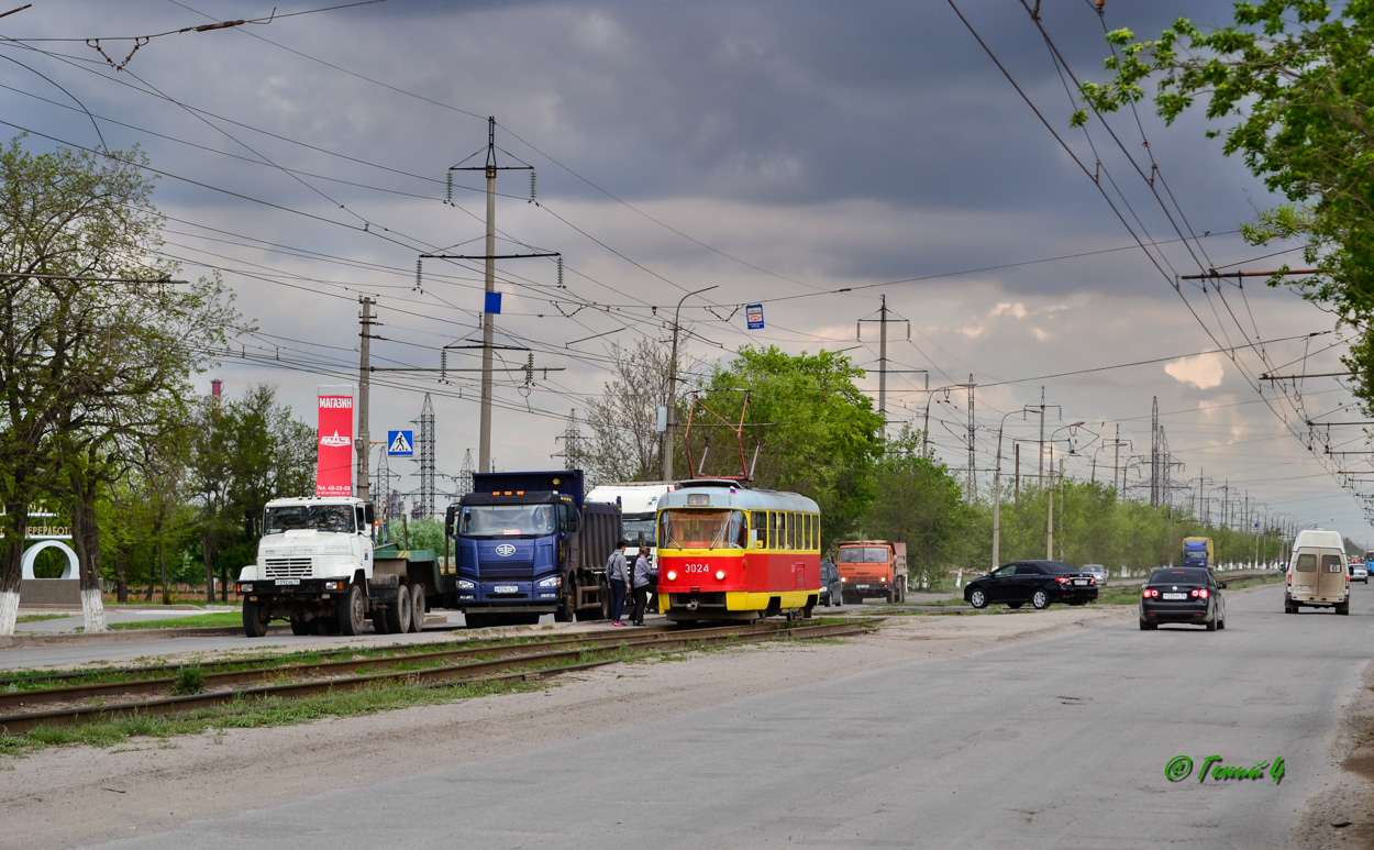 Wołgograd, Tatra T3SU (2-door) Nr 3024; Wołgograd — Tram lines: [3] Third depot