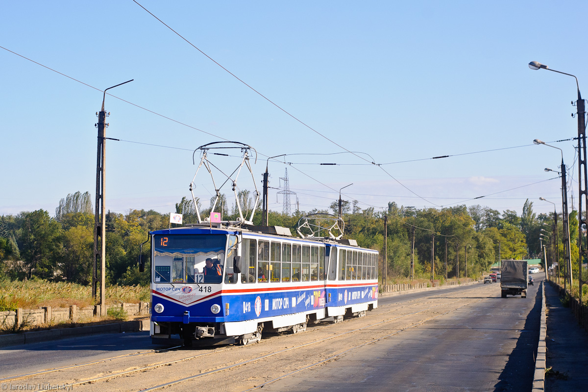 Zaporizhzhia, Tatra T6B5SU № 418; Zaporizhzhia — Tram line between Zelenyi Yar and Dniprospetsstal