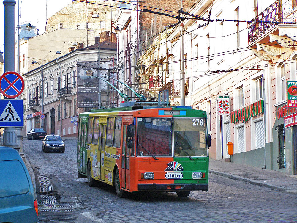 Chernivtsi, Škoda 14Tr02/6 № 276; Chernivtsi — Movement trolley across the street Golovna reason repair of streets of Sholom Aleichem and Sagaydachnogo 2008.