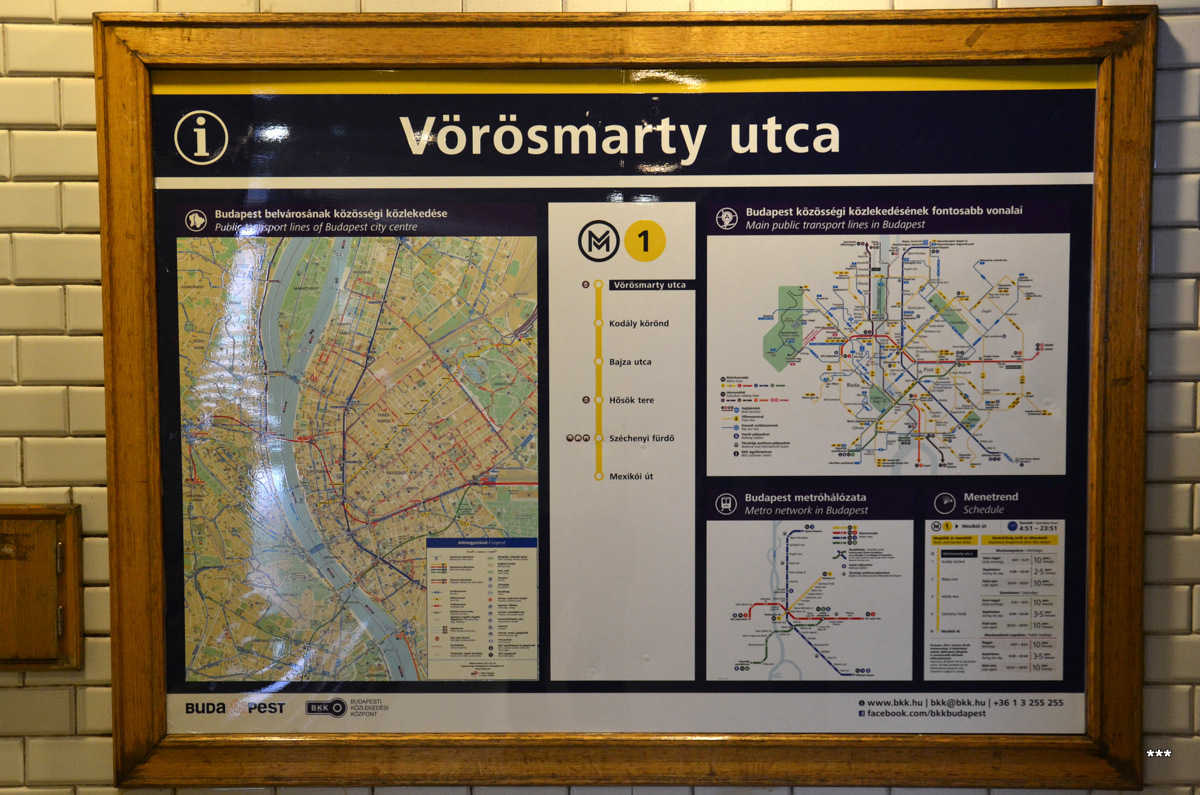 Budapešť — Maps; Budapešť — Millennium Underground Railway (M1)