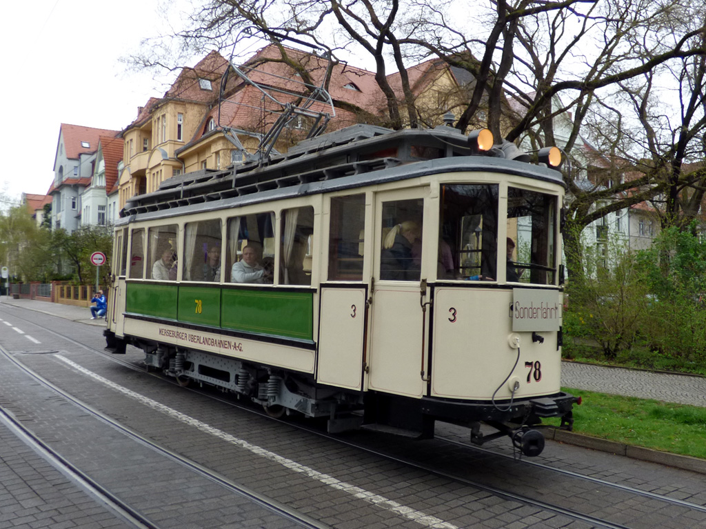 Halle, Lindner 2-axle motor car č. 78; Halle — Anniversary: 125 years of electric tramways in Halle (17.04.2016) • Jubiläum: 125 Jahre elektrische Straßenbahn in Halle (17.04.2016)