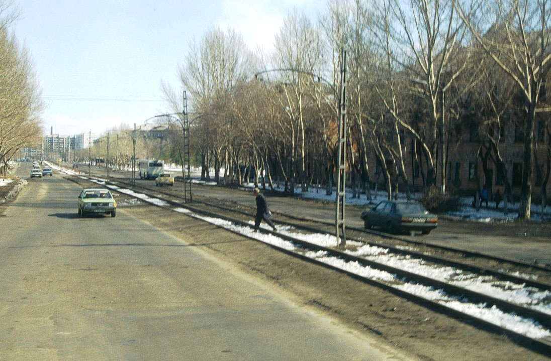 Karaganda — Old photos (up to 2000 year); Karaganda — Tram lines; Karaganda — Visit of transport enthusiasts 21.04.1998