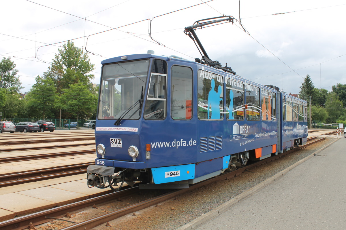 Zwickau, Tatra KT4DMC # 945; Zwickau — Anniversary: 120 years of tramways in Zwickau (14.06.2014) • Jubiläum: 120 Jahre Straßenbahn Zwickau (14.06.2014)