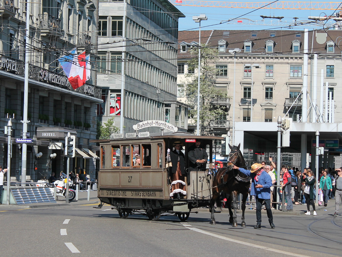 Lucerne, Horse car № 27; Zurich — 50th anniversary of TMZ, 10th anniversary of Museum Burgwies