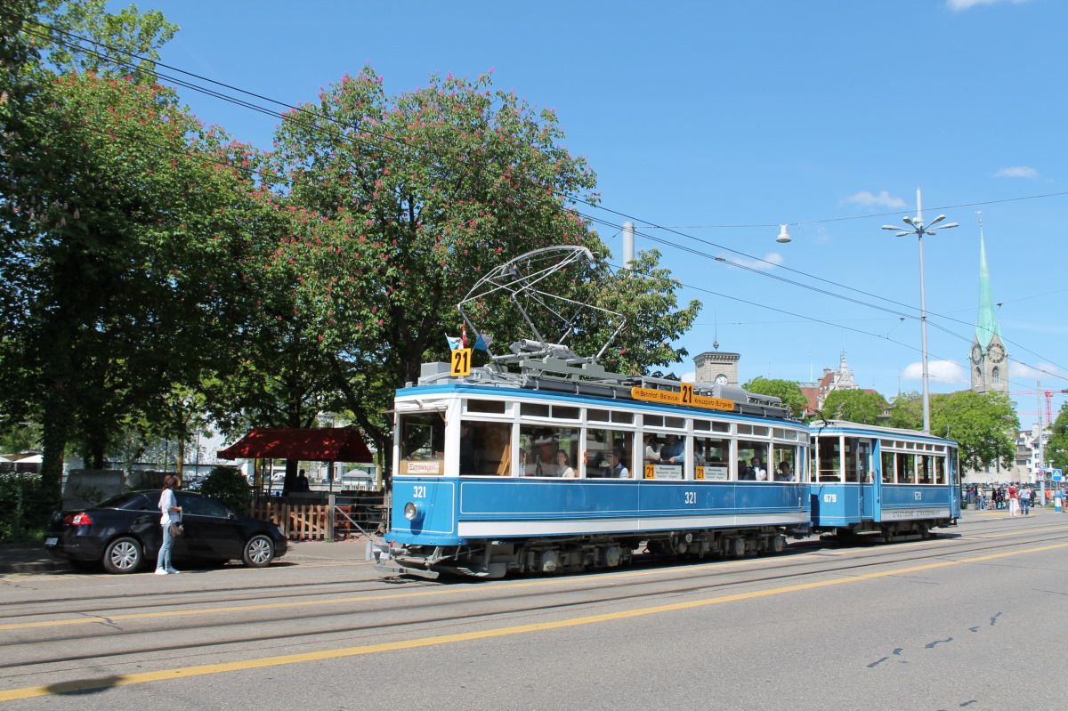 Zürich, SWS/MFO Ce 4/4 "Elefant" Nr. 321; Zürich — 50 Jahre TMZ, 10 Jahre Tram-Museum Burgwies