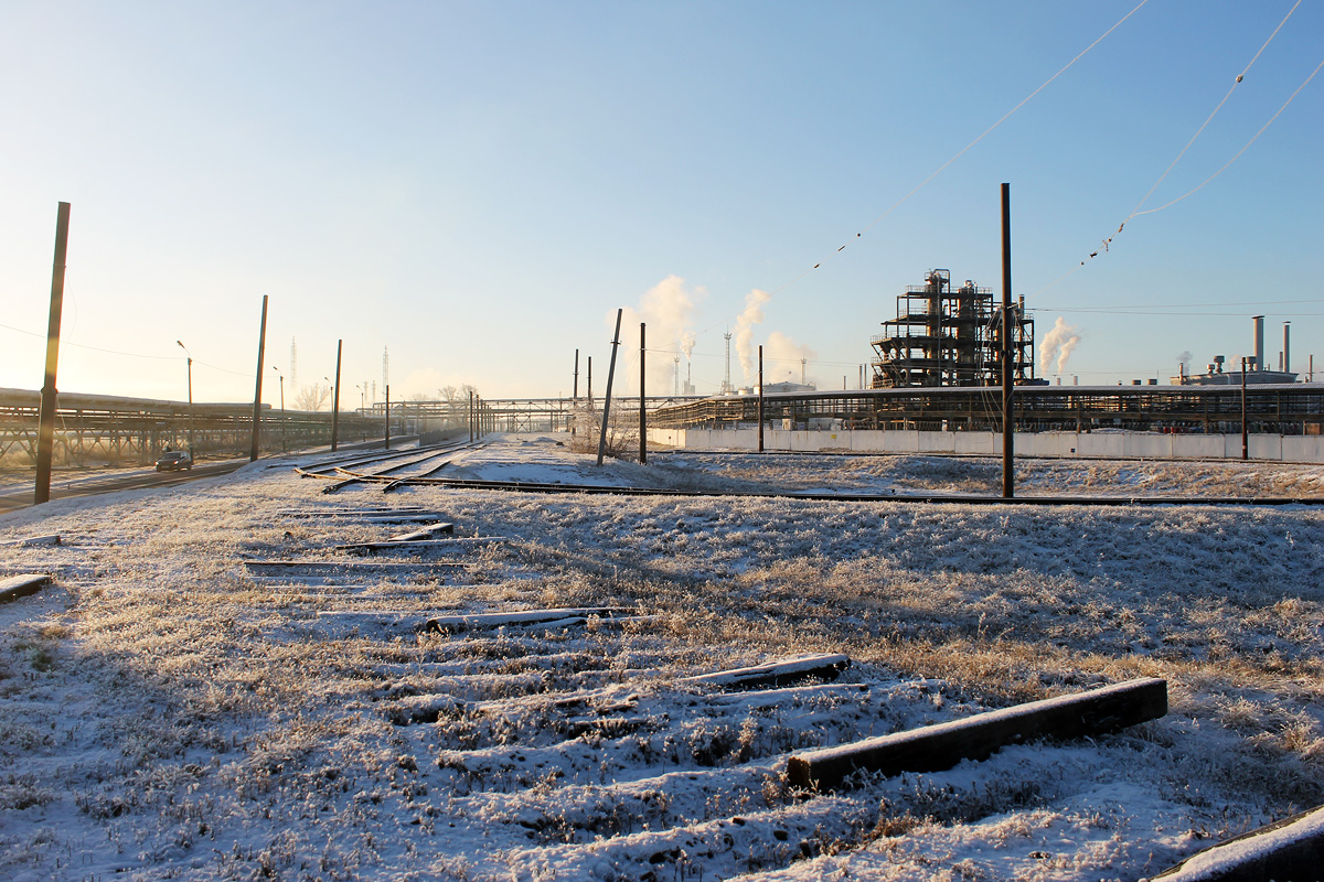 Salavat — Closed  tram line at the Novo-Salavat CHP; Salavat — End station and turning the ring