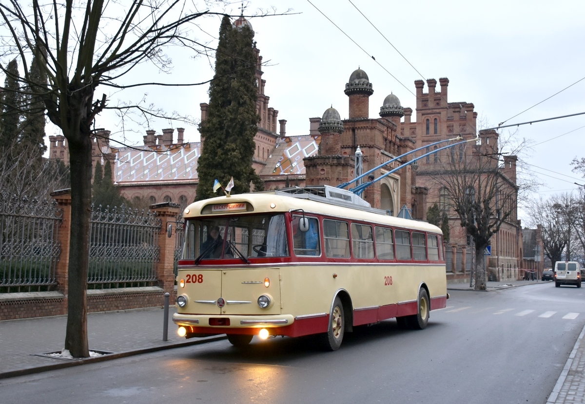 Чернівці, Škoda 9TrH27 № 208; Чернівці — Кінцеві зупинки; Чернівці — Екскурсія на Škoda 9TrH27 №208, 7.02.2018.