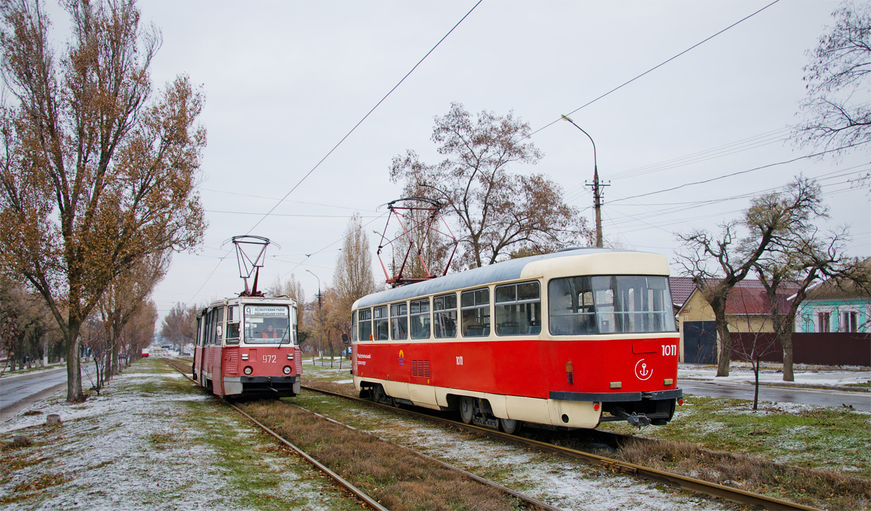 Мариуполь, 71-605 (КТМ-5М3) № 972; Мариуполь, Tatra T3SUCS № 1011