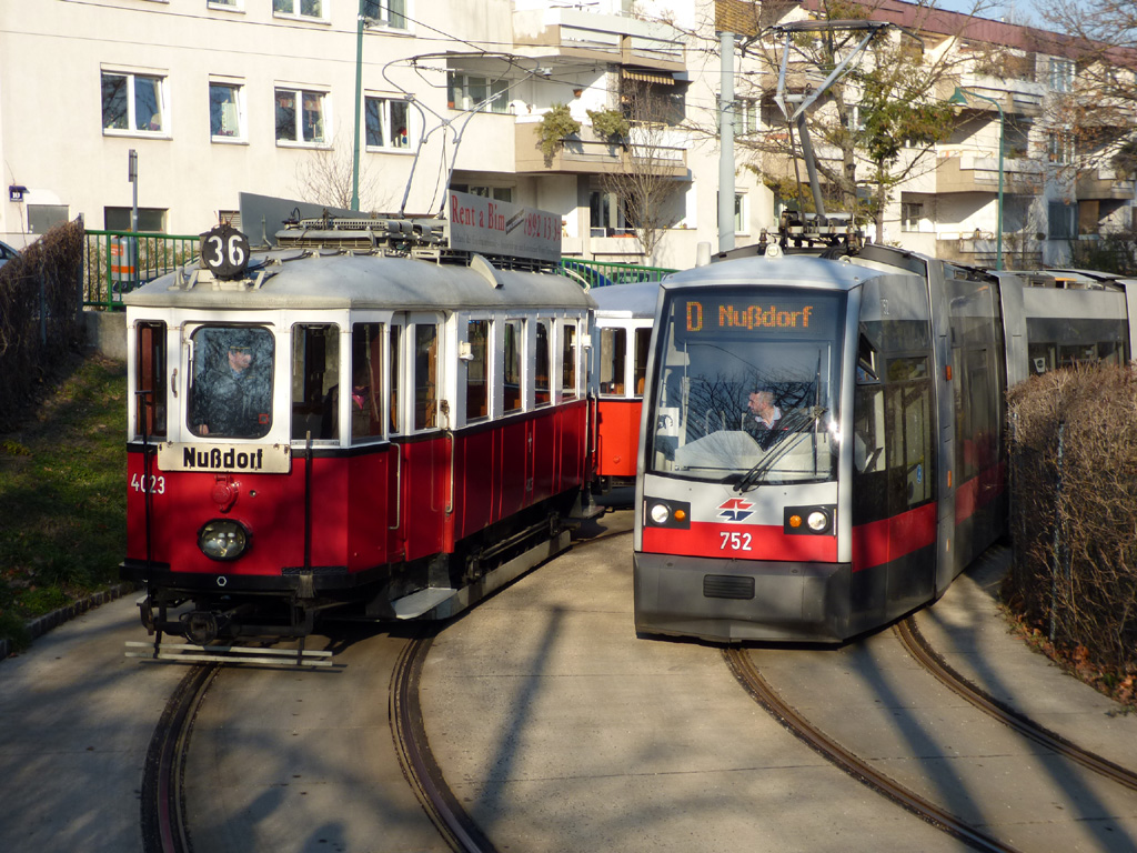 Вена, Graz Type M № 4023; Вена, Siemens ULF-B1 № 752; Вена — 251. поездка VEF — 17.02.2019.