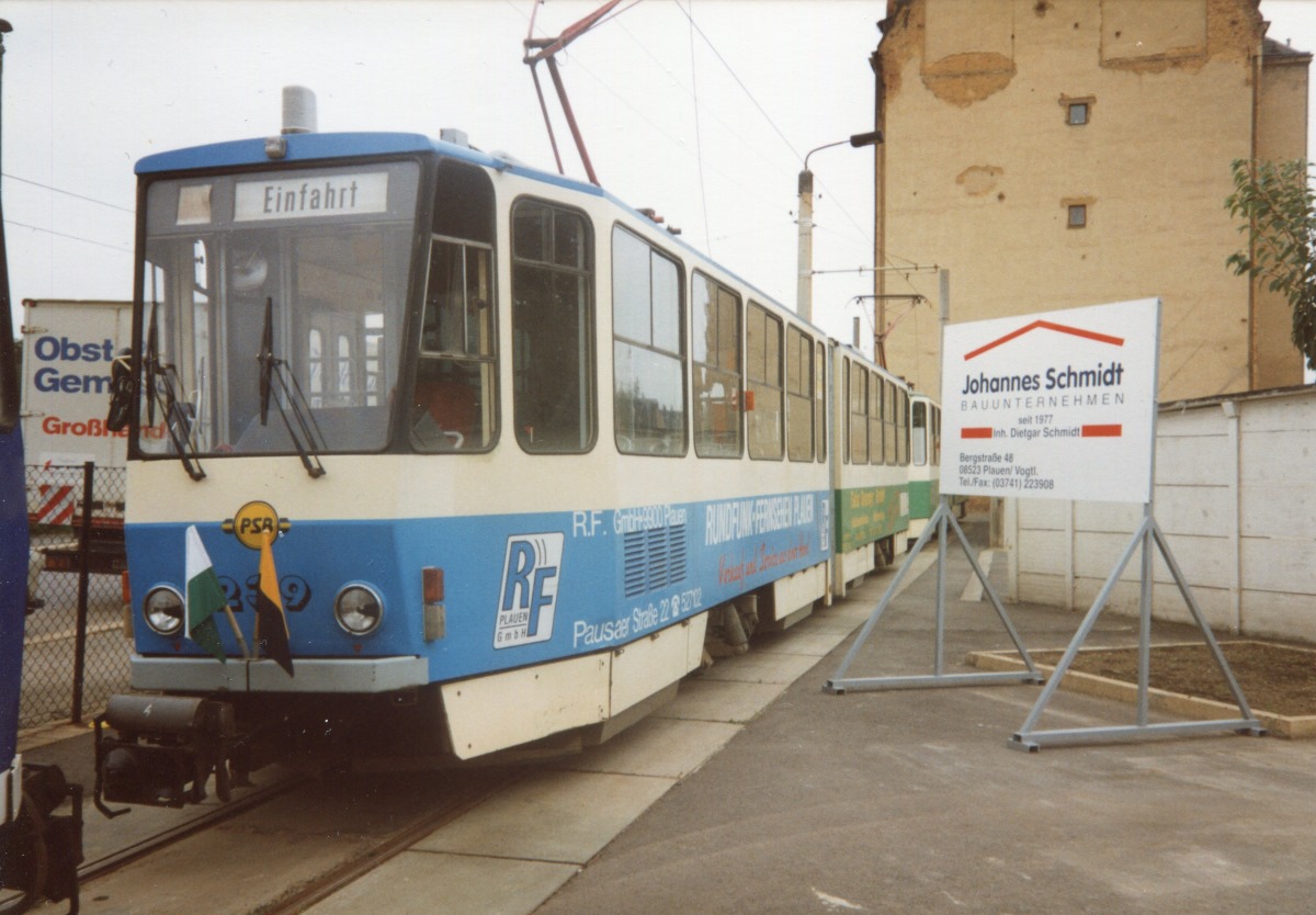 Plauen, Tatra KT4D Nr. 239; Plauen — Anniversary: 100 years of Plauen tramway (18.09.1994) • Jubiläum: 100 Jahre Straßenbahn Plauen (18.09.1994)