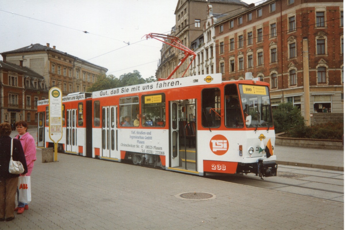 Plauen, Tatra KT4DM № 238; Plauen — Anniversary: 100 years of Plauen tramway (18.09.1994) • Jubiläum: 100 Jahre Straßenbahn Plauen (18.09.1994)