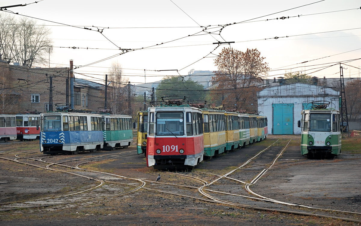 Magnitogorsk, 71-605 (KTM-5M3) nr. 2042; Magnitogorsk, 71-605 (KTM-5M3) nr. 1091; Magnitogorsk, 71-605 (KTM-5M3) nr. 1094; Magnitogorsk — Tram depot # 1