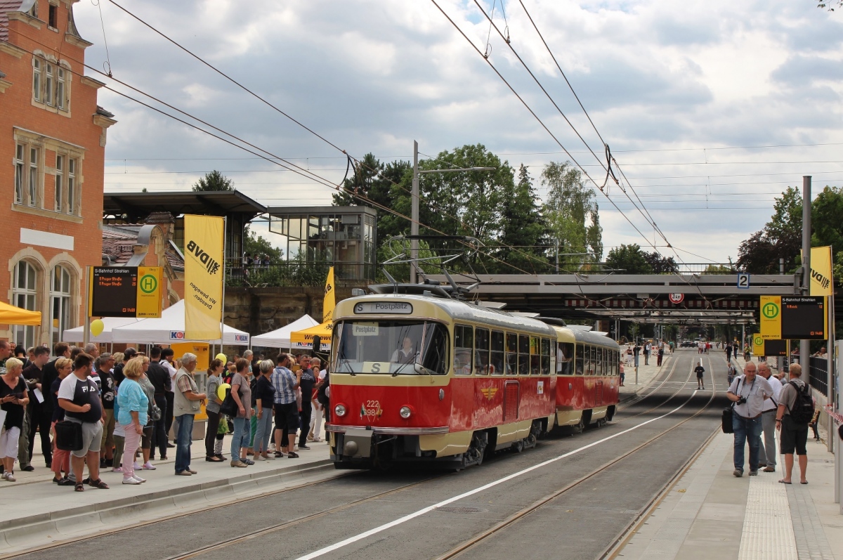 Dresden, Tatra T4D č. 222 998 (201 315); Dresden — Opening of the new tram line at Oskarstraße (04-06.07.2019)