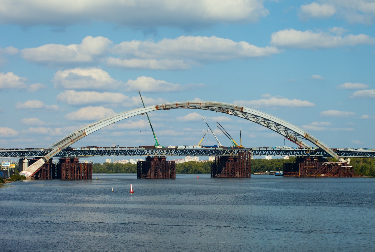 Kijev — Construction of Podilsko-Voskresenskyi bridge