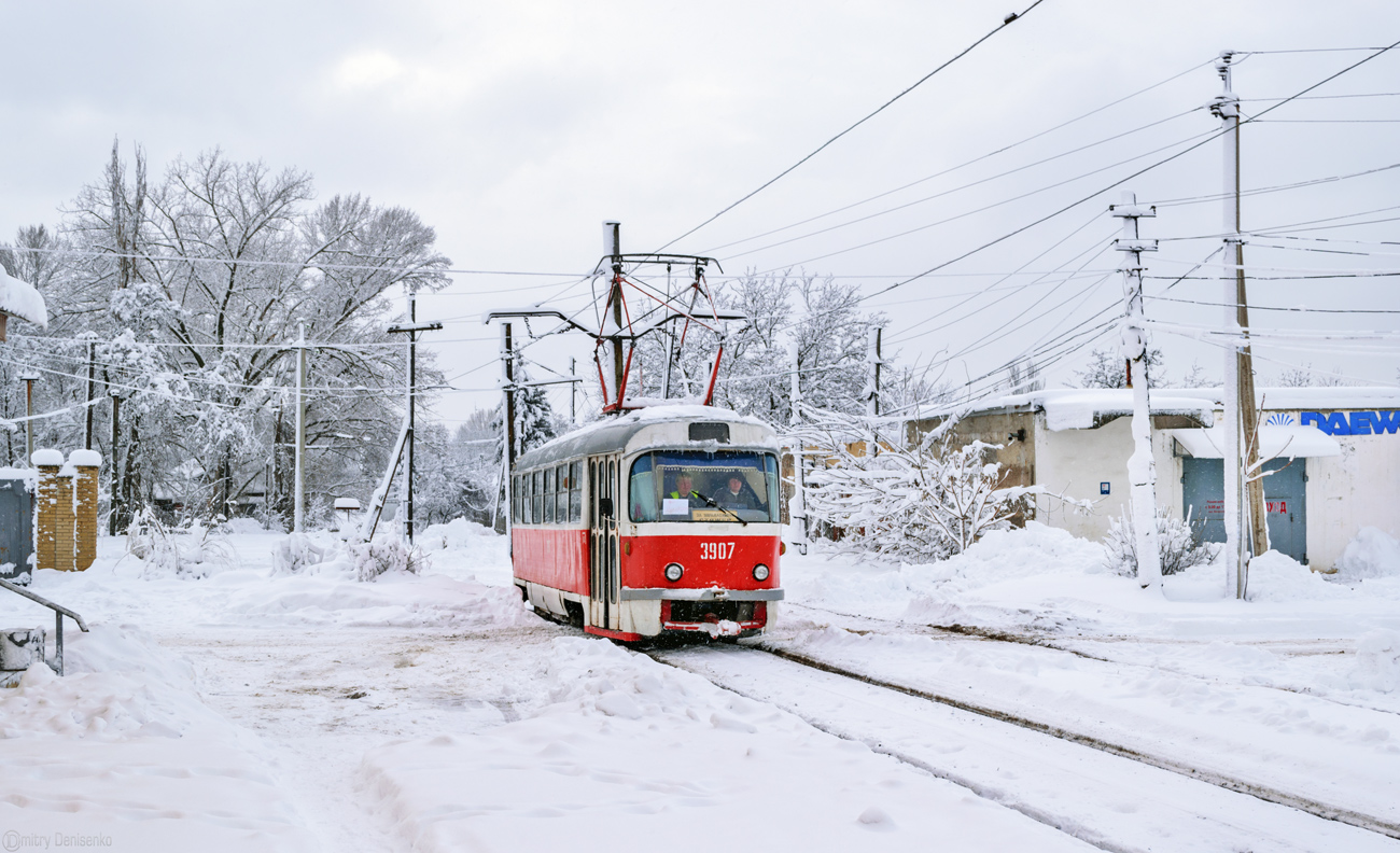 Donețk, Tatra T3SU (2-door) Nr. 3907; Donețk — Tram line to Mushketovo station