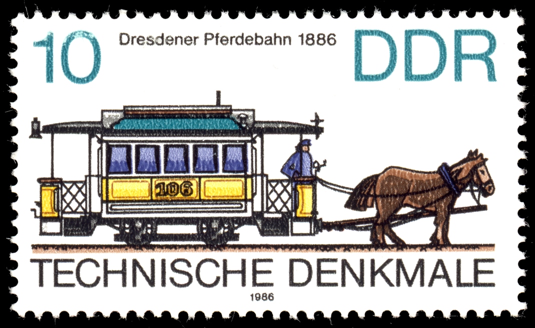 Drezno — Old photos (tram); Postage stamps; Drezno — Souvenirs, media and brochures