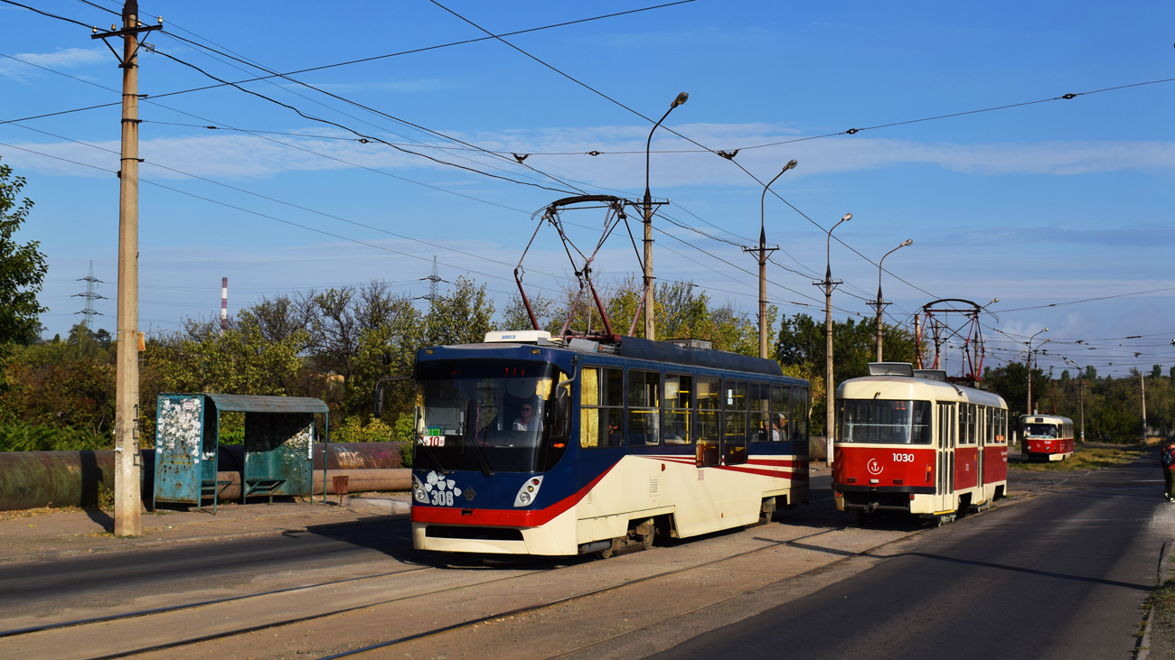 Mariupol, K1M Nr 308; Mariupol, Tatra T3SUCS Nr 1030