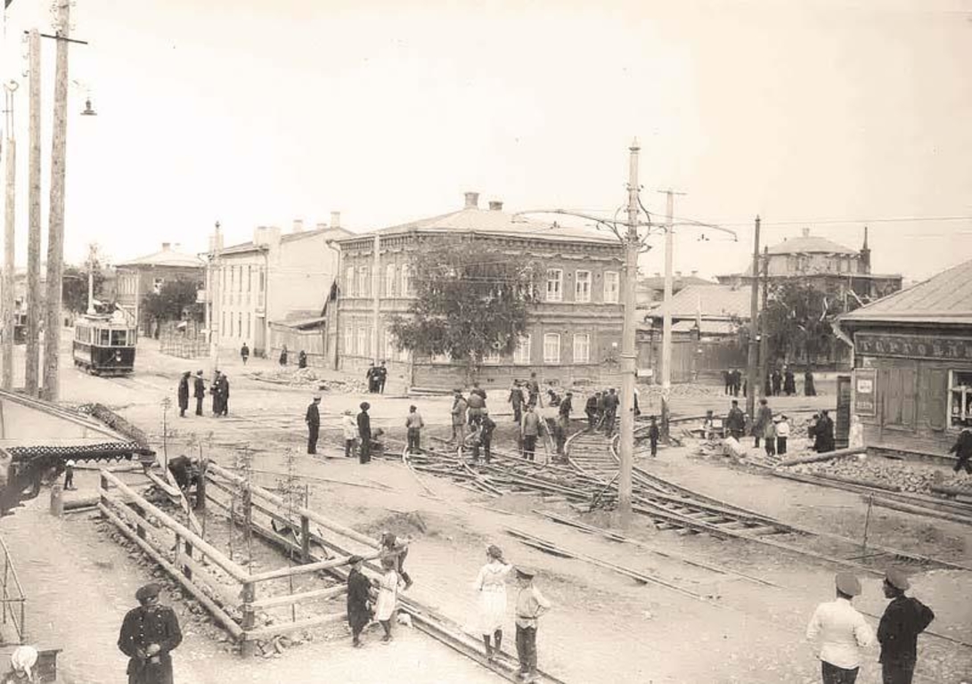 Самара — Исторические фотографии — Электрический трамвай (1914-1920); Самара — Строительство и ремонты трамвайных линий
