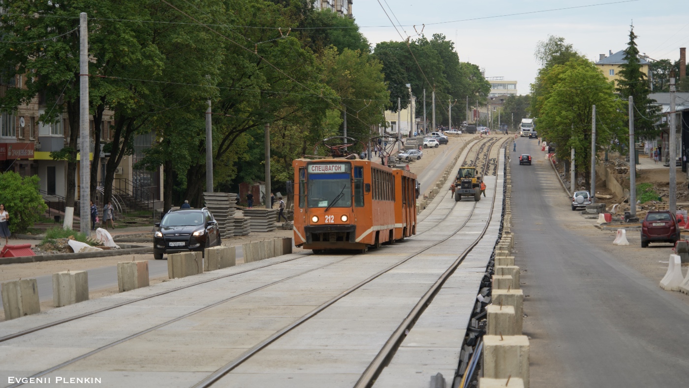Smolensk, 71-608K # 212; Smolensk — Constructions, track reconstructions and repairings; Smolensk — Shuttle traffic of trams during the repair of Nikolaev Street