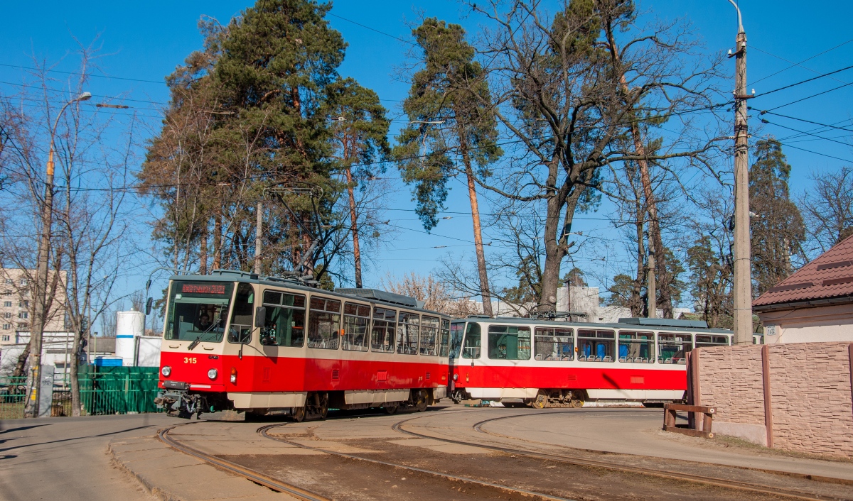 Kijev, Tatra T6A5 — 315; Kijev — Trip by the trams Tatra T6A5 and BKM 843 on 06th March 2021