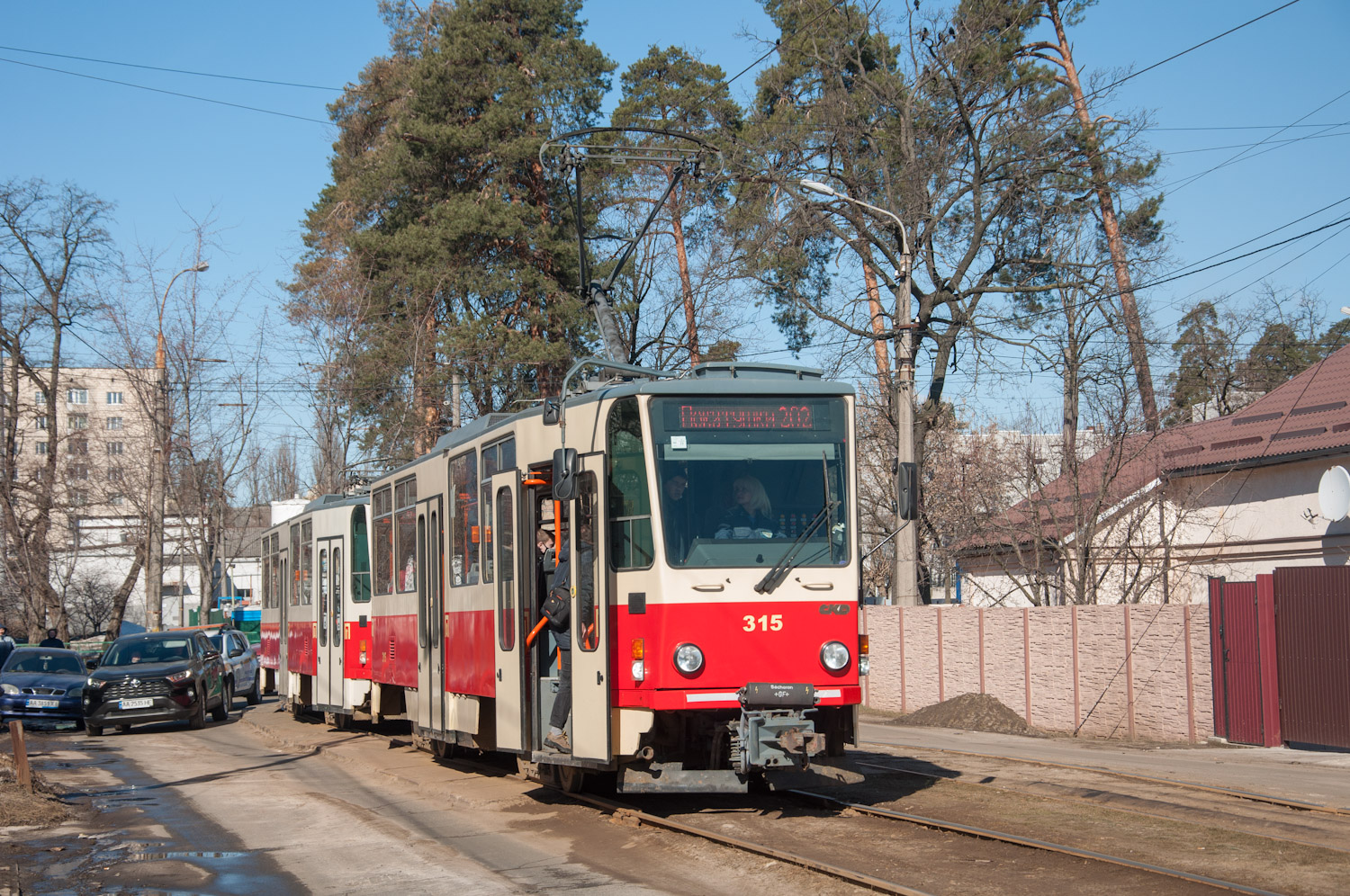 Kijev, Tatra T6A5 — 315; Kijev — Trip by the trams Tatra T6A5 and BKM 843 on 06th March 2021