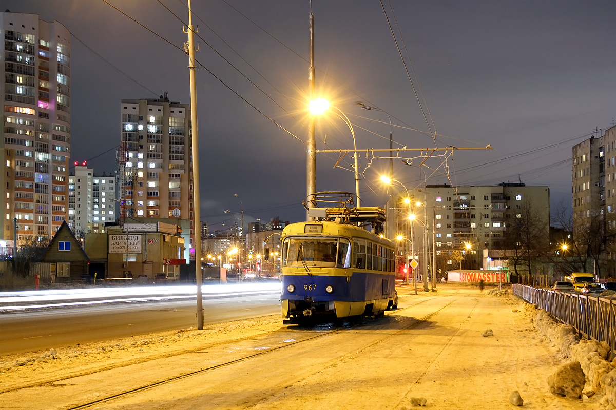 Jekaterinburg, Tatra T3SU (2-door) № 967; Jekaterinburg — The construction of a tram line Ekaterinburg — Verhnyaya Pyshma; Verkhniaya Pyshma — The construction of a tram line Ekaterinburg — Verhnyaya Pyshma