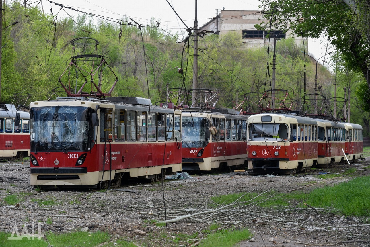 Mariupol, K1 Nr. 303; Mariupol, Tatra T3A Nr. 728; Mariupol — Aftermath of Military Actions 24 February – 20 May 2022