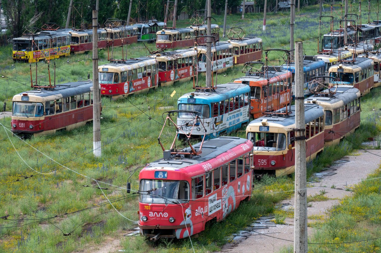 Харьков, Tatra T3SUCS № 703; Харьков — Последствия боевых действий — 02.2022 — н.в.; Харьков — Последствия бомбардировок Салтовского трамвайного депо