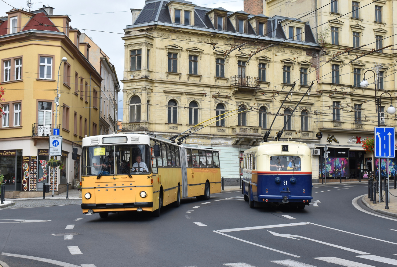 Pardubice, Sanos-Škoda S200Tr Nr. 329; Brünn, Škoda 7Tr4 Nr. 31; Teplice — Jubiläum: 70 Jahre Obus Teplice (10.09.2022); Teplice — Trolleybuses of other cities • Trolejbusy z jiných měst