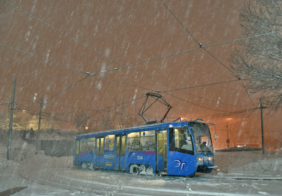 Владивосток, 71-619К № 334; Владивосток — Снегопады; Владивосток — Тематические трамваи